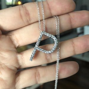 Initial P Necklace Sterling Silver CZ NEW